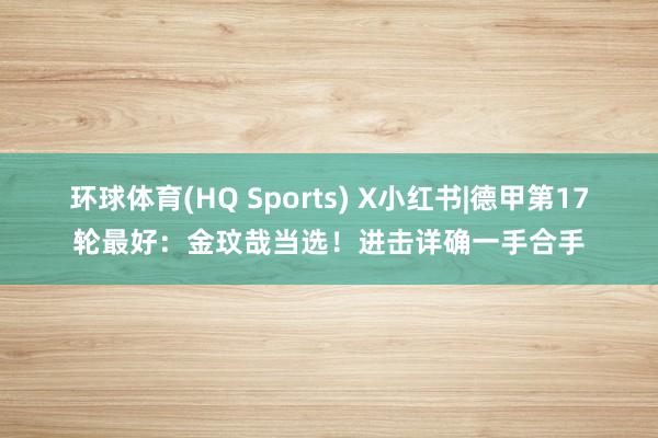 环球体育(HQ Sports) X小红书|德甲第17轮最好：金玟哉当选！进击详确一手合手