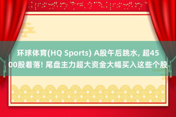 环球体育(HQ Sports) A股午后跳水， 超4500股着落! 尾盘主力超大资金大幅买入这些个股