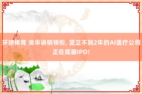 环球体育 清华讲明领衔， 竖立不到2年的AI医疗公司正在规画IPO!