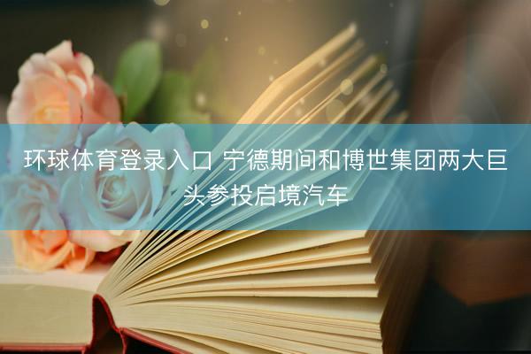 环球体育登录入口 宁德期间和博世集团两大巨头参投启境汽车