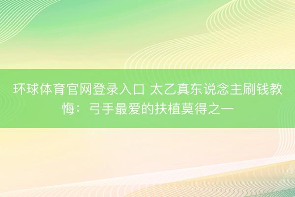 环球体育官网登录入口 太乙真东说念主刷钱教悔：弓手最爱的扶植莫得之一