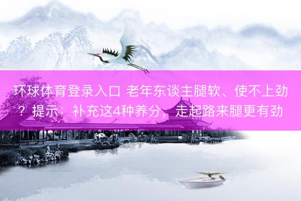 环球体育登录入口 老年东谈主腿软、使不上劲？提示：补充这4种养分，走起路来腿更有劲