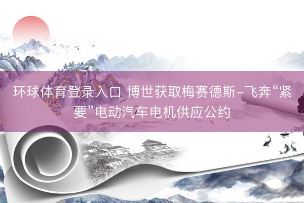 环球体育登录入口 博世获取梅赛德斯-飞奔“紧要”电动汽车电机供应公约