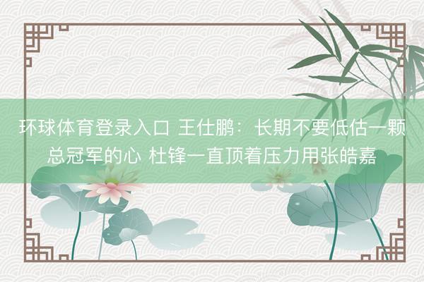 环球体育登录入口 王仕鹏：长期不要低估一颗总冠军的心 杜锋一直顶着压力用张皓嘉
