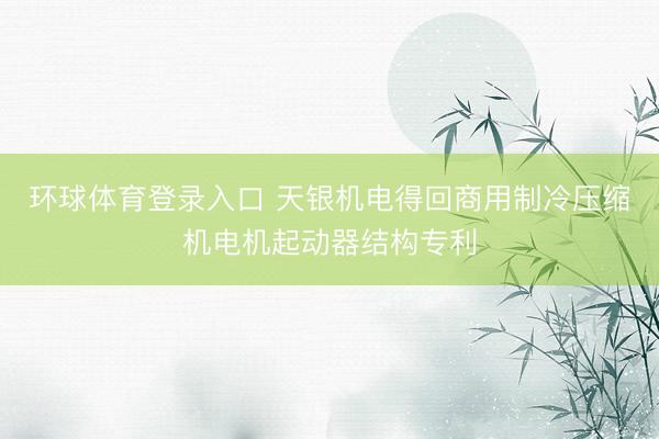 环球体育登录入口 天银机电得回商用制冷压缩机电机起动器结构专利