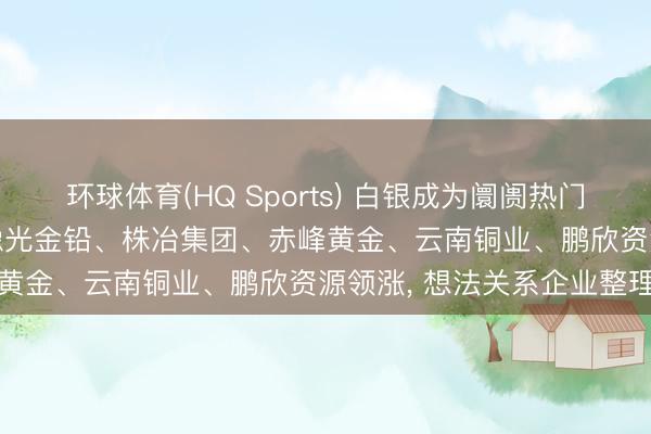 环球体育(HQ Sports) 白银成为阛阓热门， 驰宏锌锗、铜陵有色、豫光金铅、株冶集团、赤峰黄金、云南铜业、鹏欣资源领涨， 想法关系企业整理
